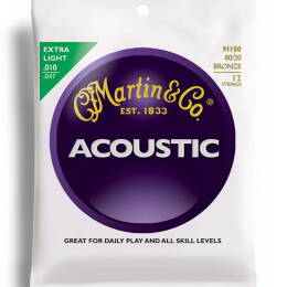 Martin Acoustic 80/20 Bronze Extra Light 10-47 M180 struny do gitary akustycznej 12-strunowej