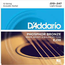 Struny do gitary 12-strunowej D'Addario EJ38 Phosphor Bronze Acoustic Light 10-47